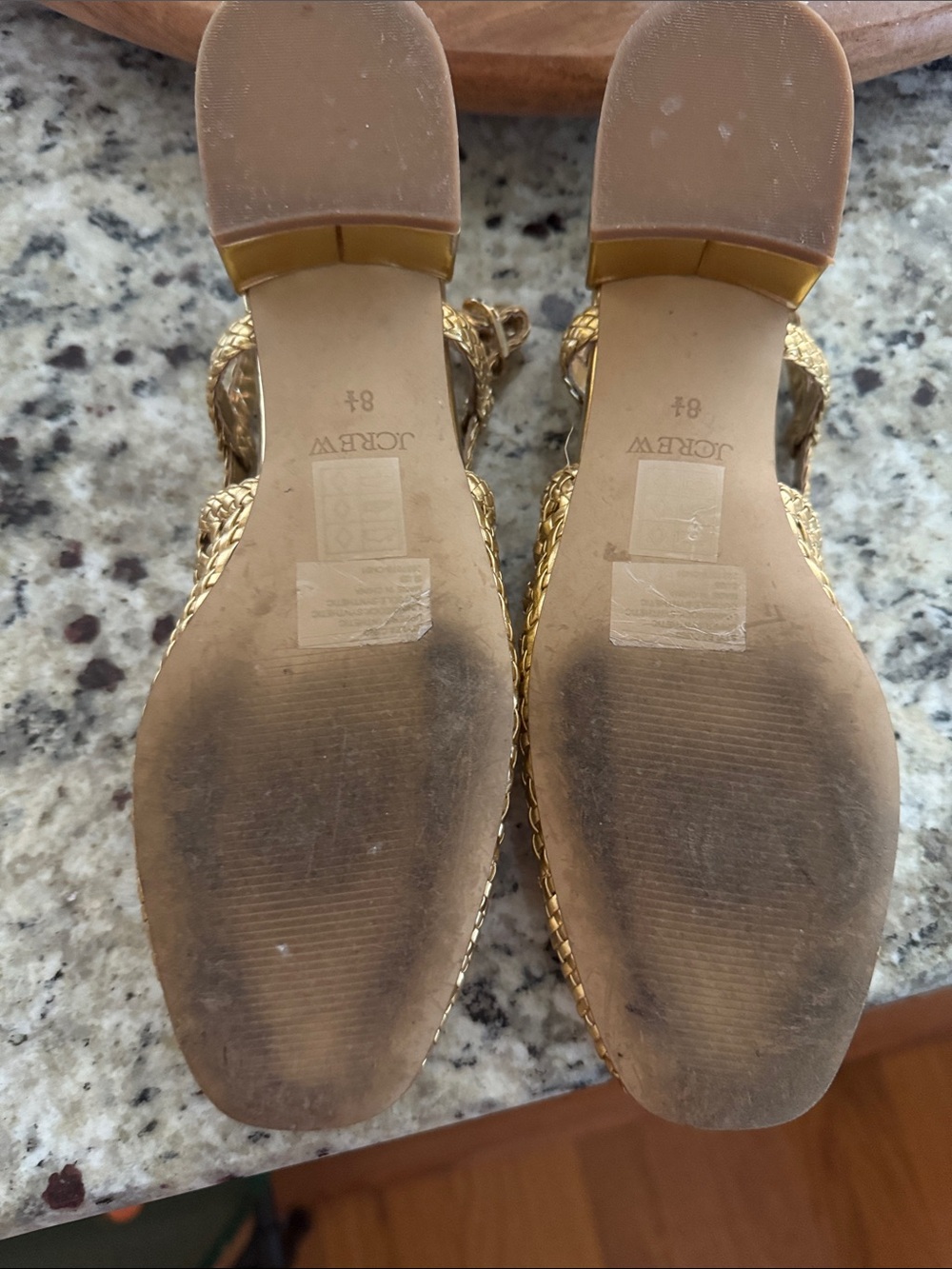 J Crew Rich Gold Woven Slingback Low Block Heel size 8.5 - Picture 3 of 4